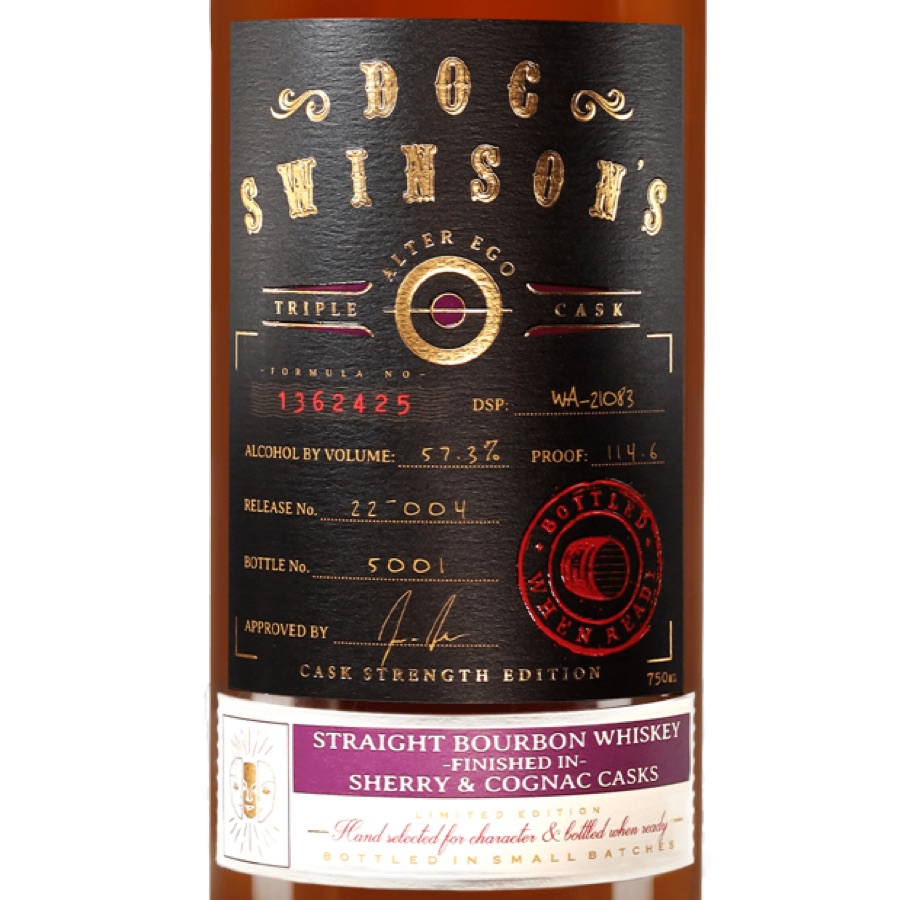 Doc Swinson's Alter Ego High Proof Triple Cask Bourbon Finished In Sherry and Cognac Casks