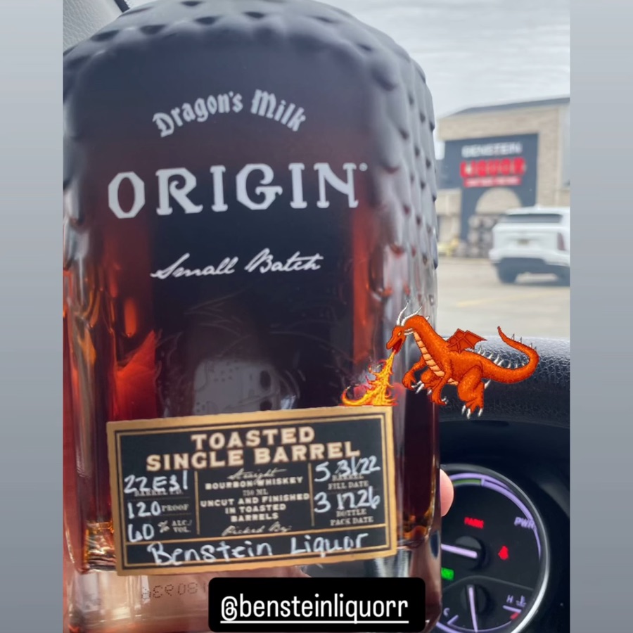 Dragon's Milk Origins Toasted Barrel Sinhle Barrel - Benstein Liquor Barrel #22E31