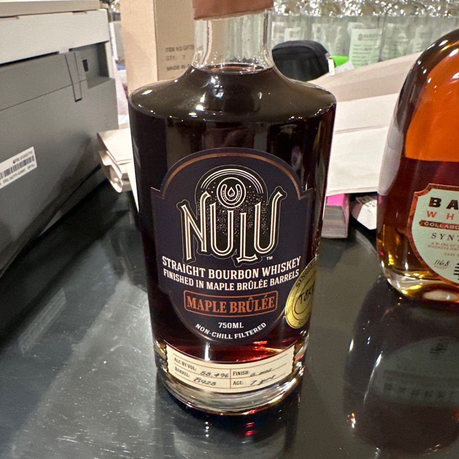 Nulu Straight Bourbon Whiskey Finished in Maple Brulee Barrels Single Barrel Select T8KE Barrel B928