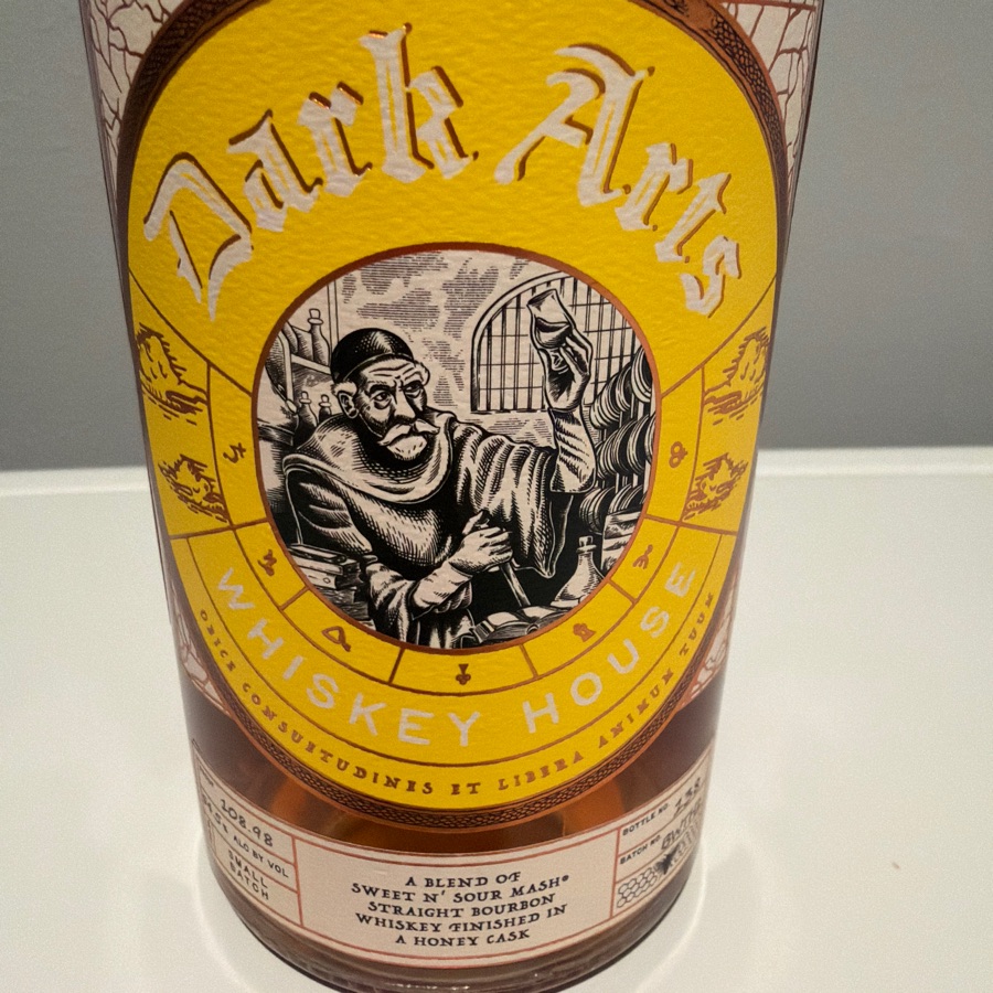 Dark Arts whiskey house (blend of sweet  & sour mash) finished in honey cask