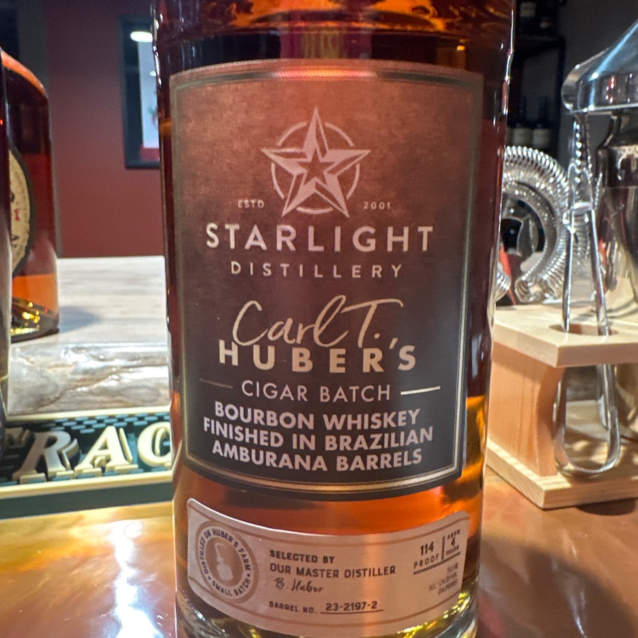 Starlight Distillery Carl T. Huber's Cigar Batch - Bourbon Whiskey Finished in Brazilian Amburana Barrels