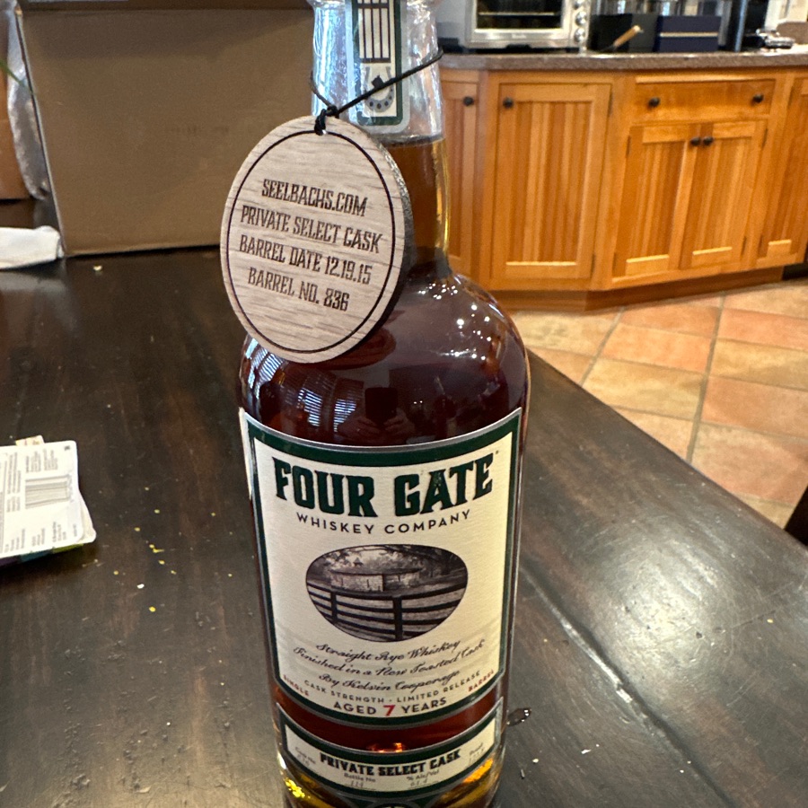 Four Gate Straight Rye Whiskey Private Select Cask No 836 (Seelbach's)