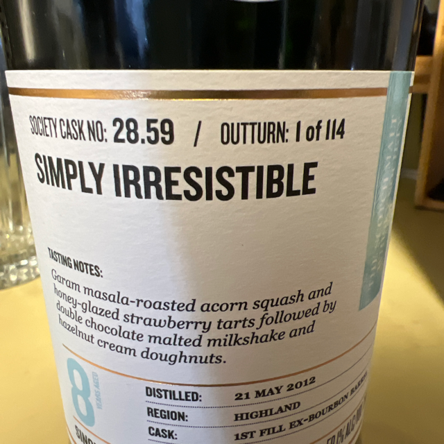 SMWS 28.59 ("Simply Irresistible")