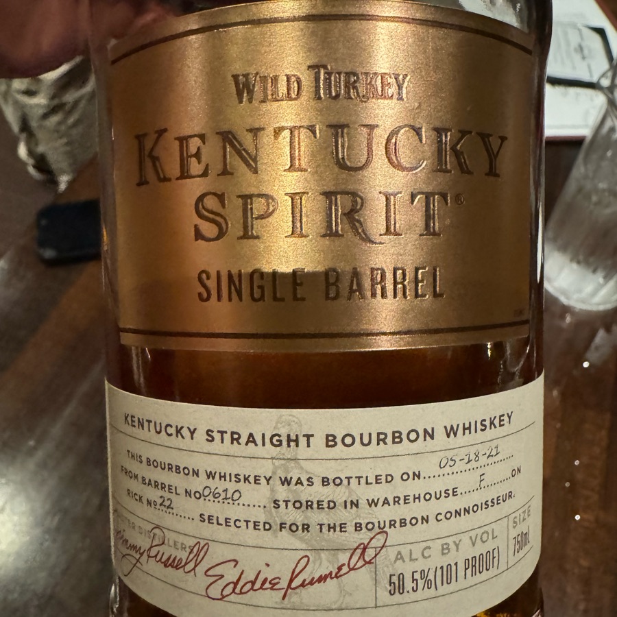 Wild Turkey Kentucky Spirit Single Barrel (Eureka) Barrel # 22-0610-F