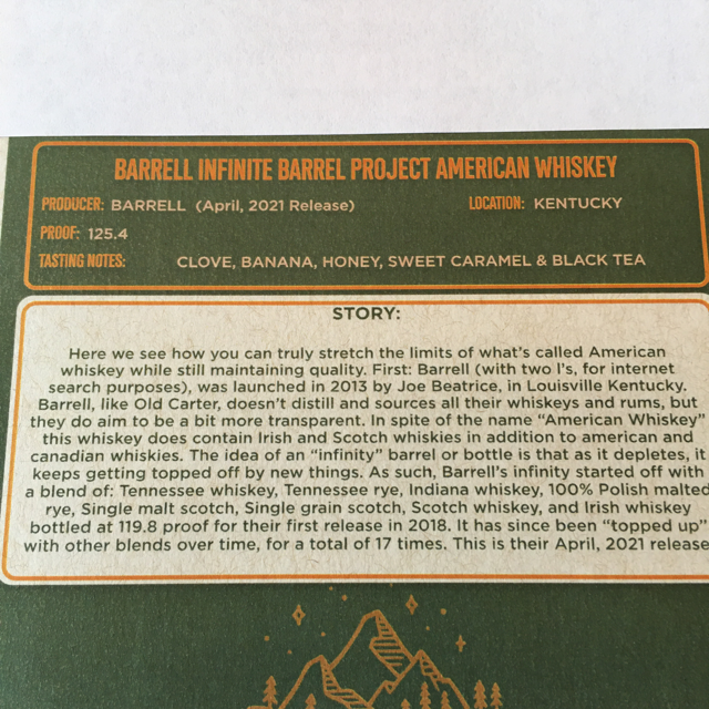 Barrell Infinite Barrel Project (April 2021)