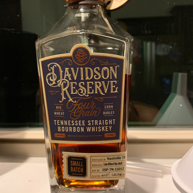 Davidson Reserve Barrel Strength Four Grain Tennessee Straight Bourbon