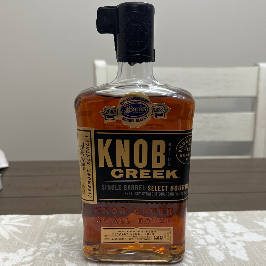 Knob Creek Single Barrel Select Bourbon "Finally Legal 2023" (Banks Wine & Spirit 20th Anniversary Barrel Select)