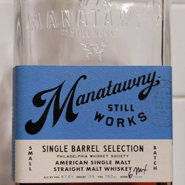 Manatawny Still Works Single Barrel Selection American Single Malt Straight Malt Whiskey (Philadelphia Whiskey Society barrel)