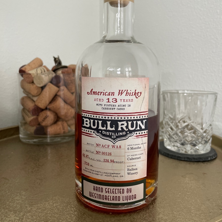 Bull Run Distilling Co American Whiskey Aged 13 years with Further Aging in Cabernet Casks