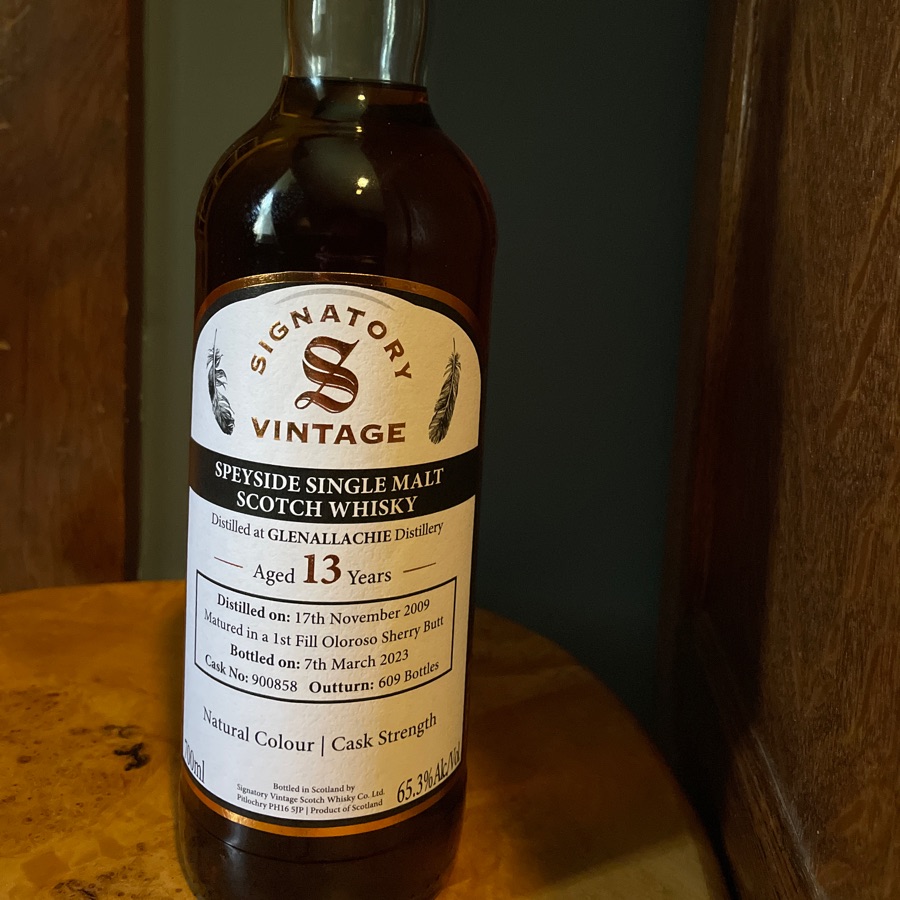 Signatory Vintage Glenallachie 13 year cask strength 1st fill oloroso sherry butt