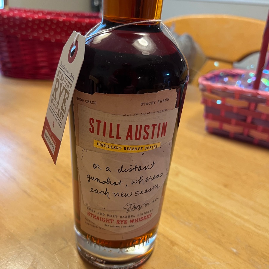 Still Austin Distillery Reserve Series: Ruby Red Port Barrel Finished Straight Rye Whiskey