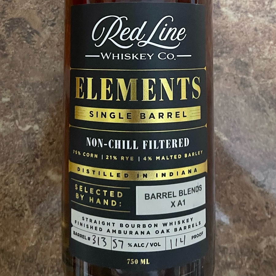 Red Line Whiskey Co  Elements Straight Bourbon Whiskey Finished In Amburana Oak Barrels - Single Barrel - Barrel Blends X A1