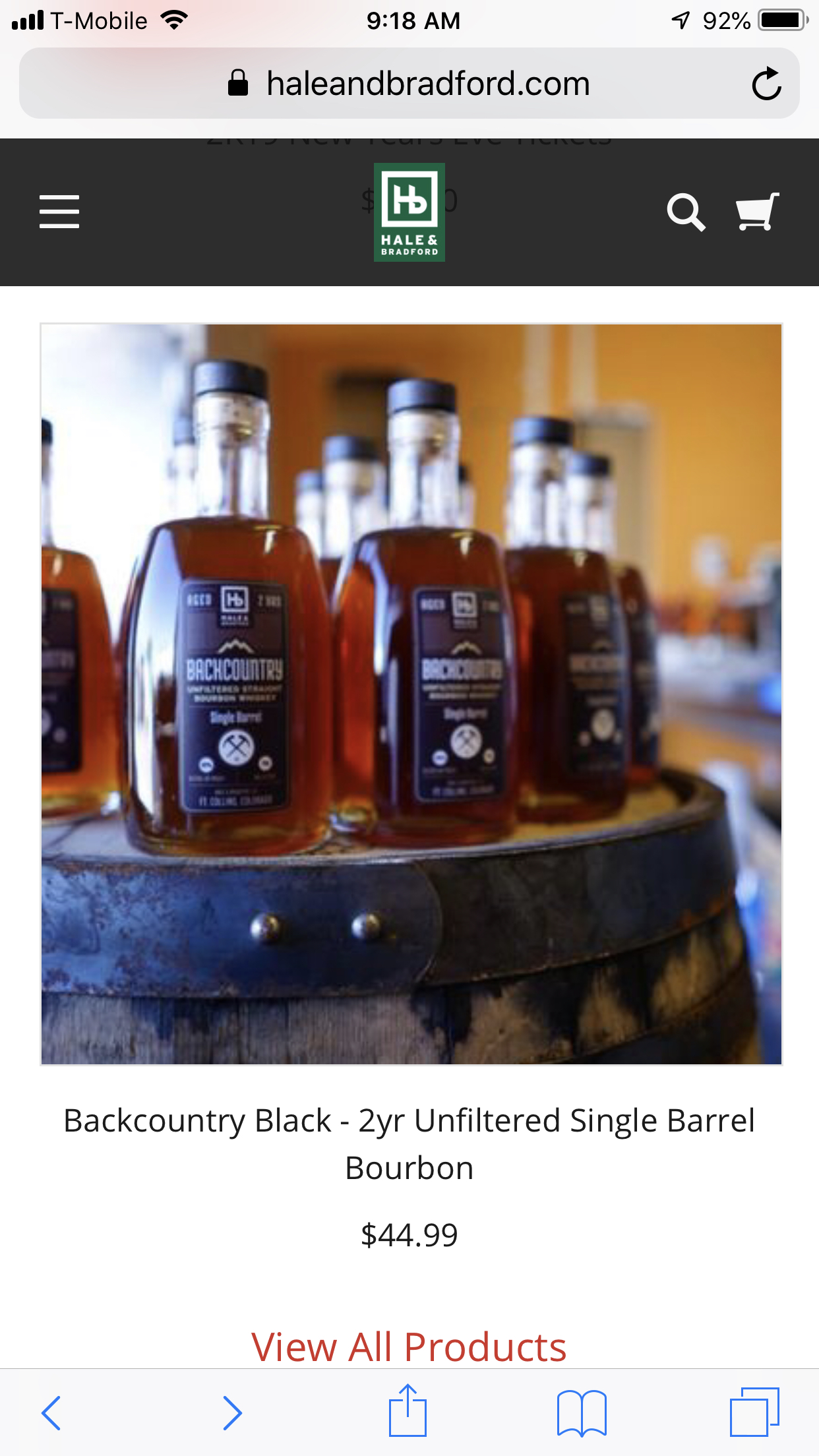 Hale and Bradford Unfilitered Bourbon