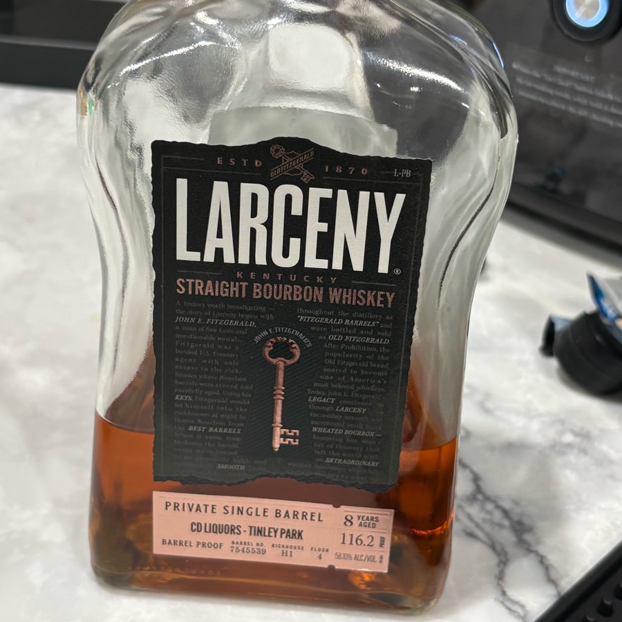 Larceny Barrel Proof Private Single Barrel (CD Liquors - Tinley Park)