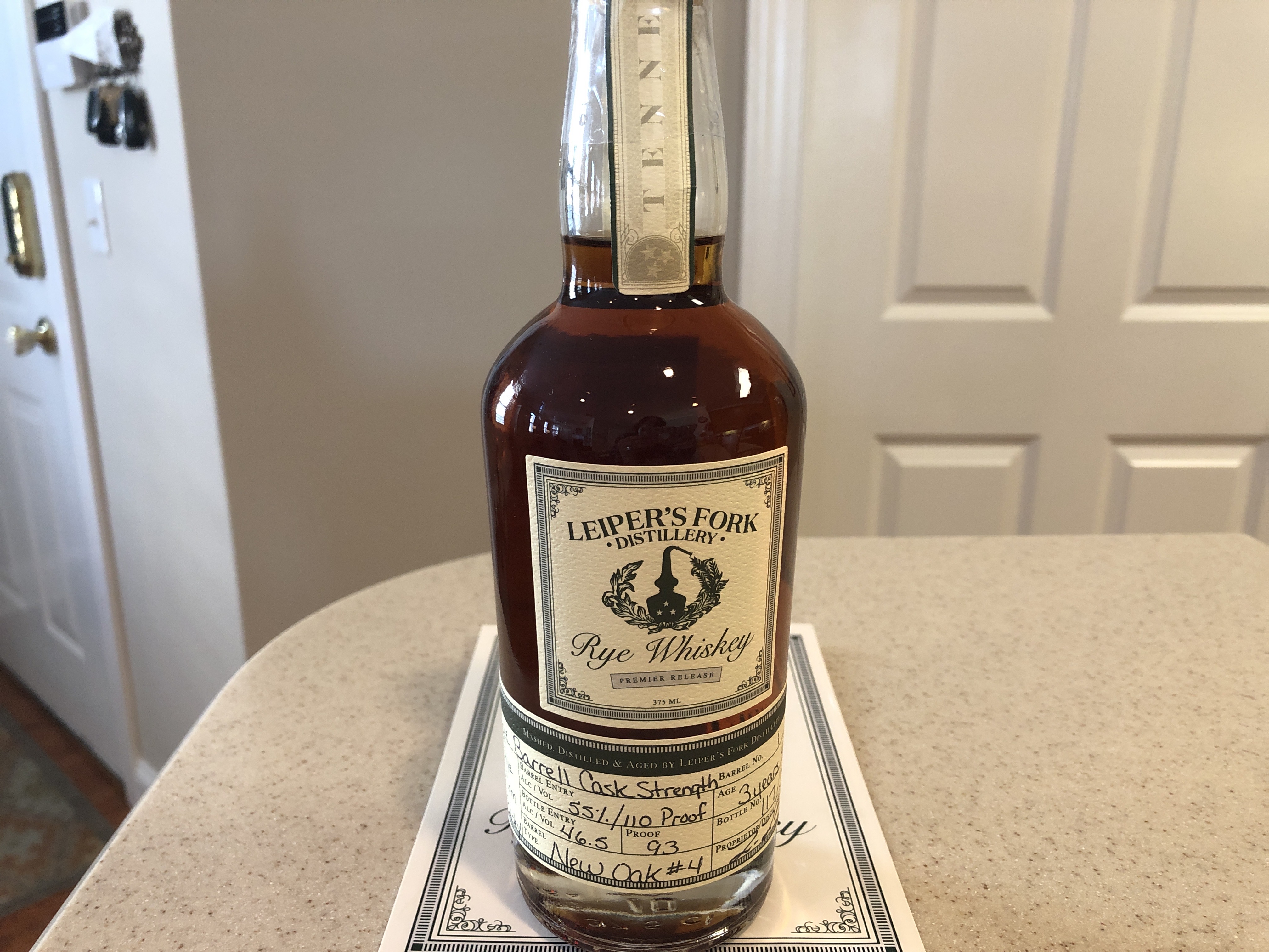 Leiper's Fork Premier Release Rye Whiskey