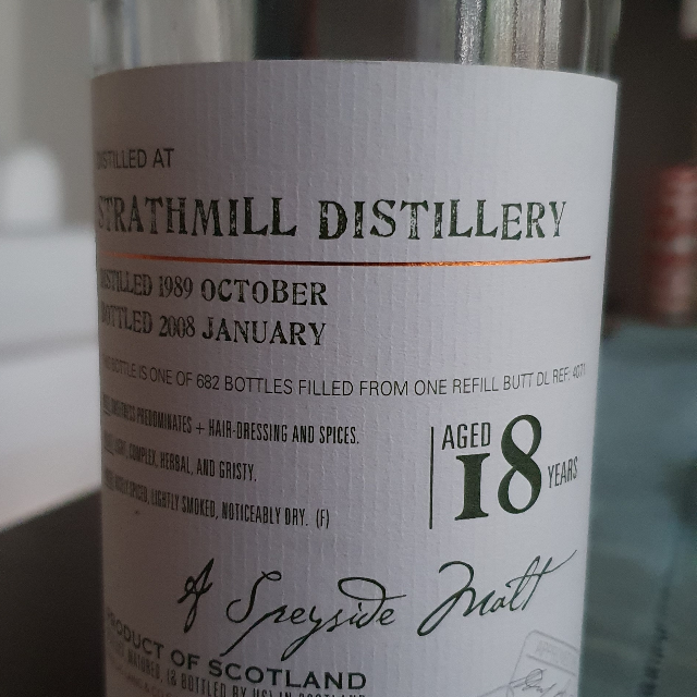 Old malt cask Strathmill 18 years 1989 dl