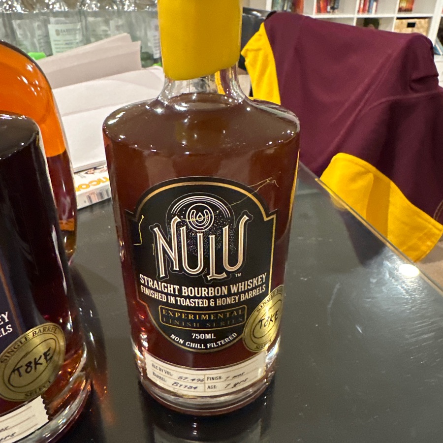 Nulu Straight Bourbon Whiskey Finished in Toasted & Honey Barrels Experimental Finish Series Single Barrel Select T8KE Barrel B1184