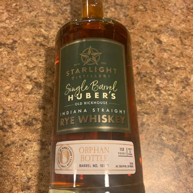 Starlight Single Barrel Huber's Old Rickhouse Rye (Orphan Bottle)