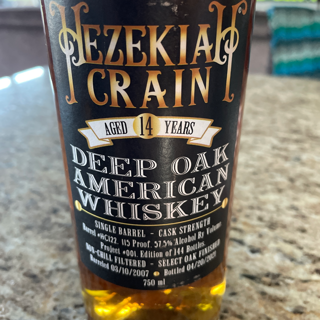 Hezekiah Crain 14 Year Deep Oak American Whiskey