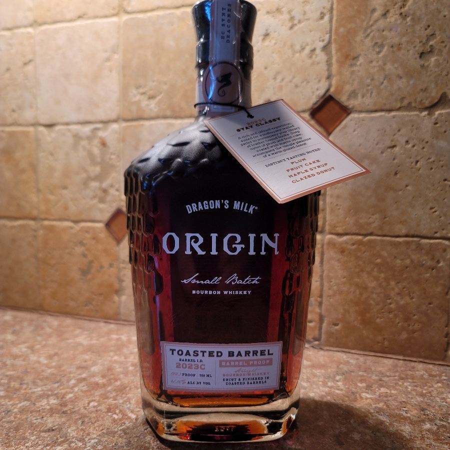 Dragon's Milk Origin Small Batch Bourbon Whiskey, Toasted Single Barrel, Barrel Proof Straight Bourbon Whiskey, Barrel I.D. 2023C, Alias: "Stay Classy"