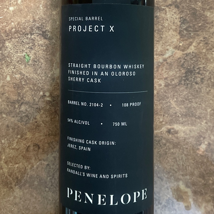 Penelope Project X Straight Bourbon Whiskey - Finished in a Oloroso Sherry Cask - Randalls Wine and Spirits