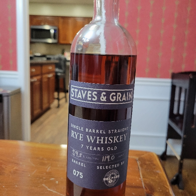 Staves & Grain Single Barrel Straight Rye Whiskey