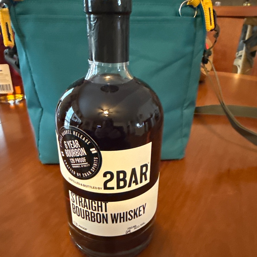 2Bar Straight Bourbon Whiskey Single Barrel Release Barrel #1077