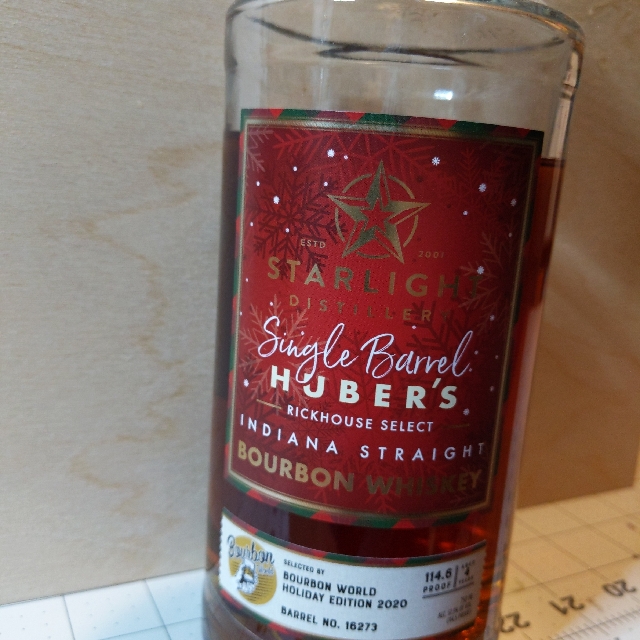 Starlight Single Barrel Huber's Rickhouse Select Indiana Straight Bourbon (Bourbon World Holiday Edition 2020)
