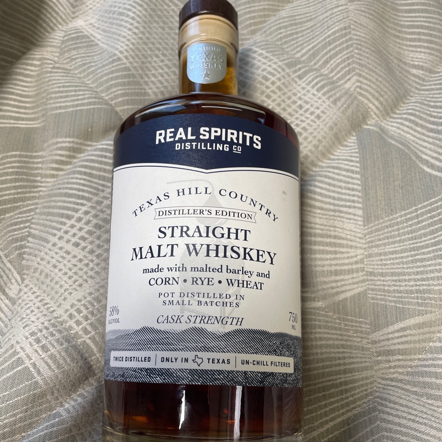 Real Spirits Texas Hill Country Distiller's Edition Straight Malt Whiskey Cask Strength