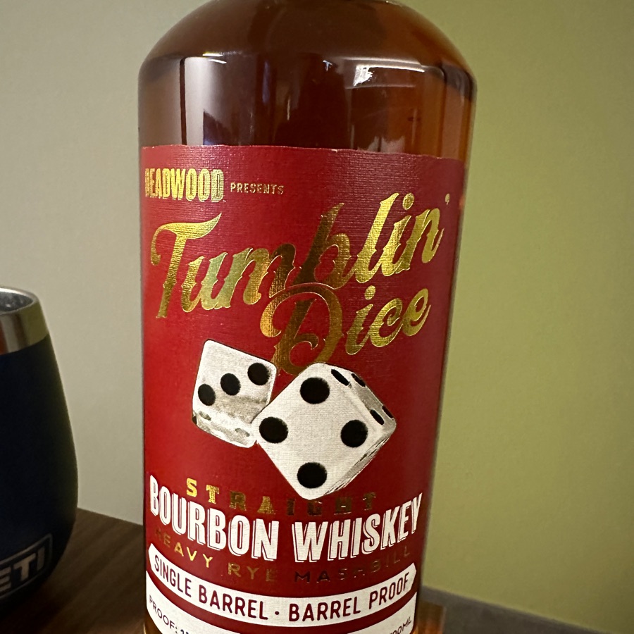Tumbling Dice Single Barrel Barrel Proof Heavy Rye 7yr
