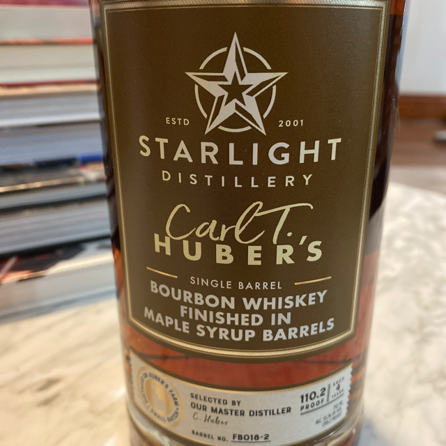 Starlight Carl T. Huber's Single Barrel Bourbon Finished in Maple Syrup Barrels