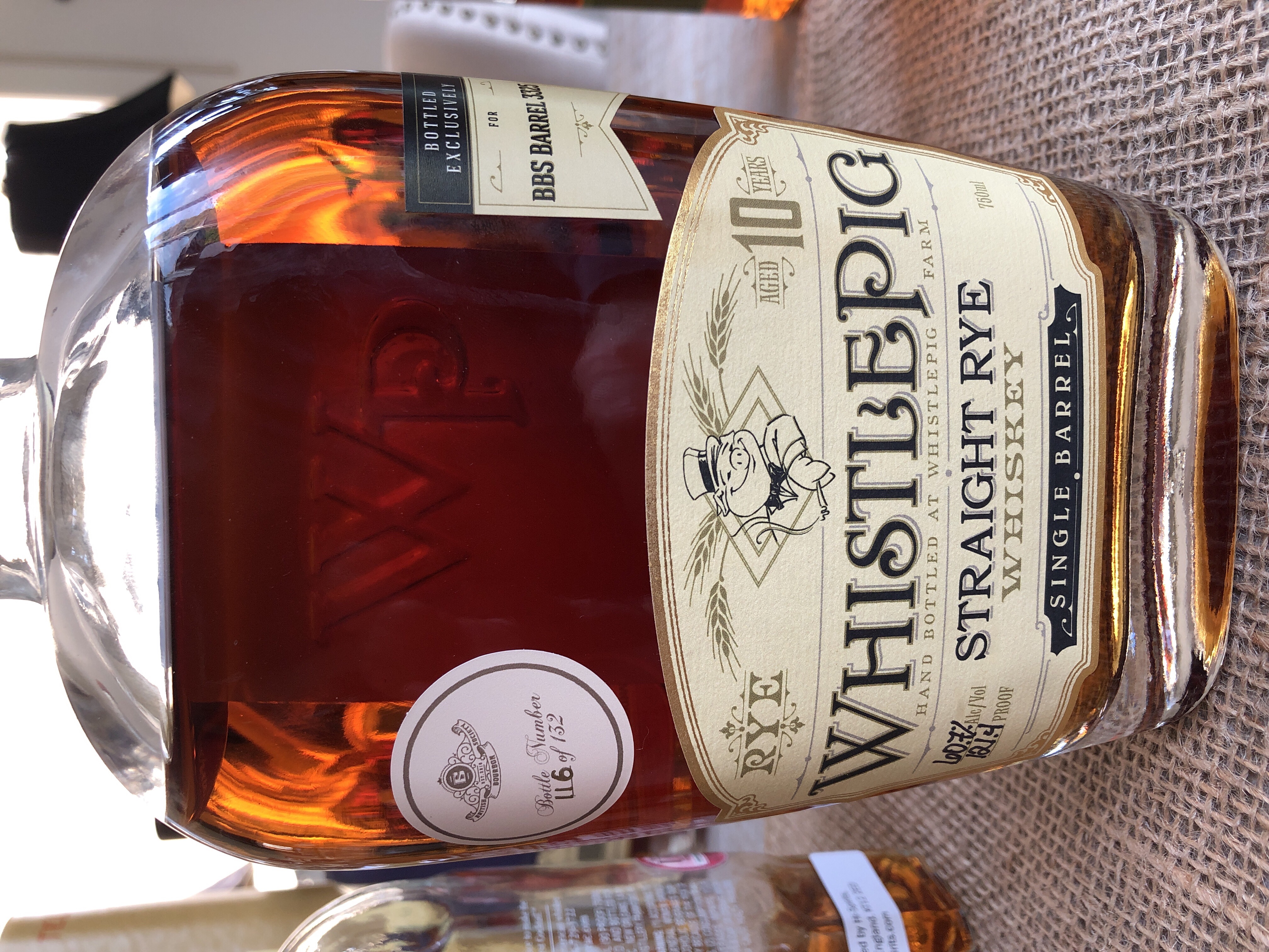 WhistlePig 10 year old straight rye BBS barrel 3325