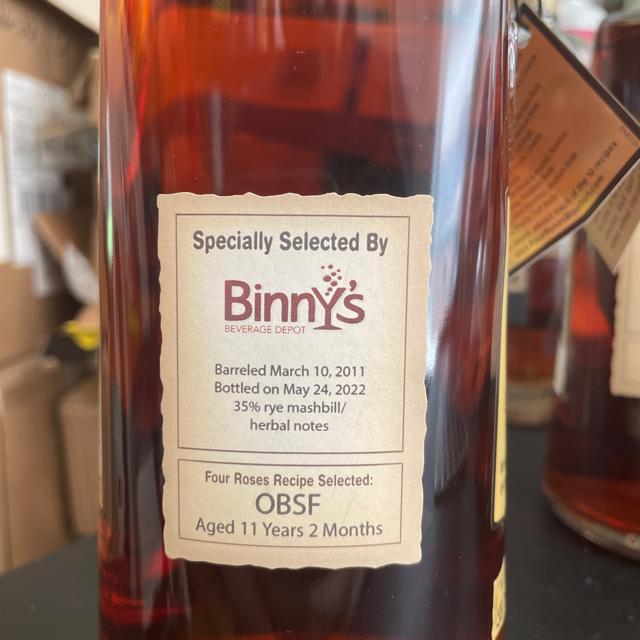 Four roses single barrel barrel proof OBSF (Binny's pick)