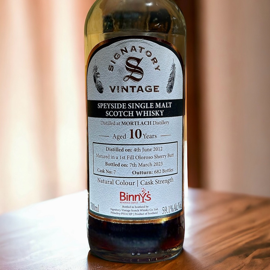 Signatory Mortlach 10 year old 1st Fill Sherry Butt # 7 Binny's Handpicked 2012