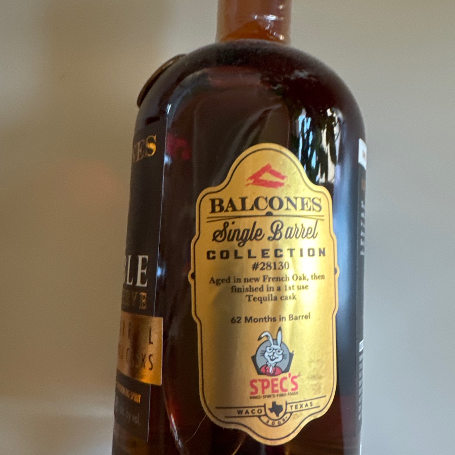 Balcones Rumble Cask Reserve Single Barrel Spec's pick 28130