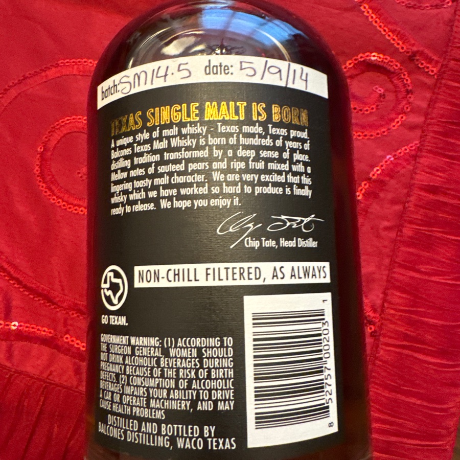 Balcones 1 Single Malt - Chip Tate - SM14-5 - 5/9/14