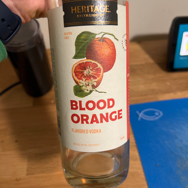 Heritage Blood Orange Flavored Vodka