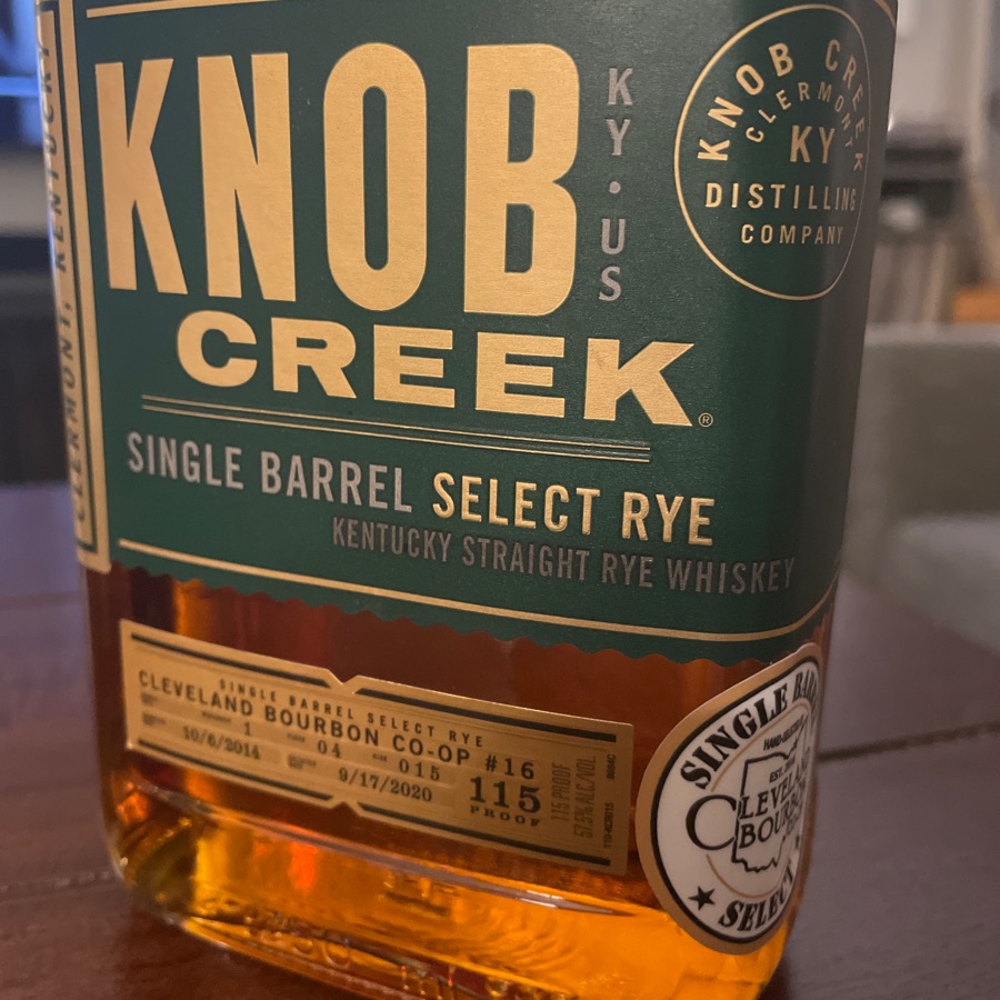 Knob Creek Single Barrel Select Rye W-1 F-04 R-015 (Cleveland Bourbon Co-Op #16)