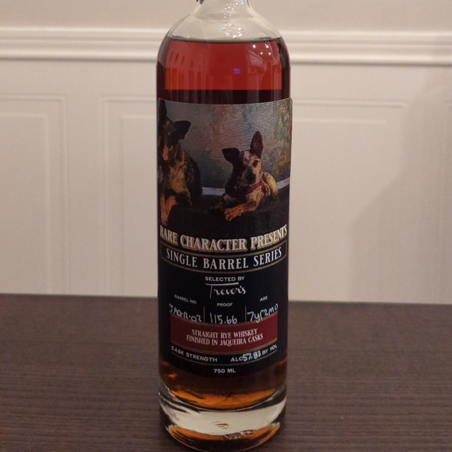 Rare Character Single Barrel Straight Rye Whiskey in Jaqueira Casks