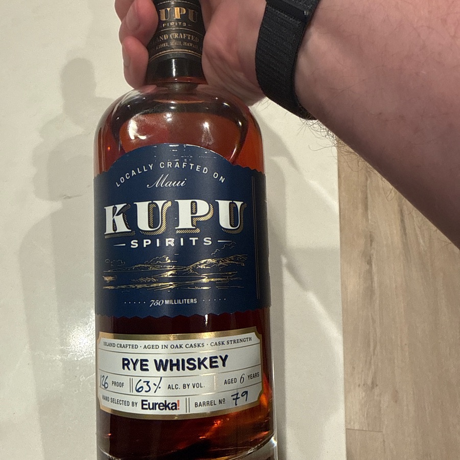 Kupu Spirits Rye whiskey