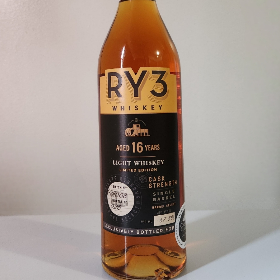 RY3 Whiskey 16YO Light Whiskey Cask Strength (Cork Keg & Liquors Exclusive)