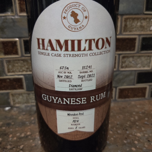 Diamond 8 Year Wooden Pot Still (Hamilton Single Cask Cask Strength Collection) (Marque MDE) (Barrel No. 15241)