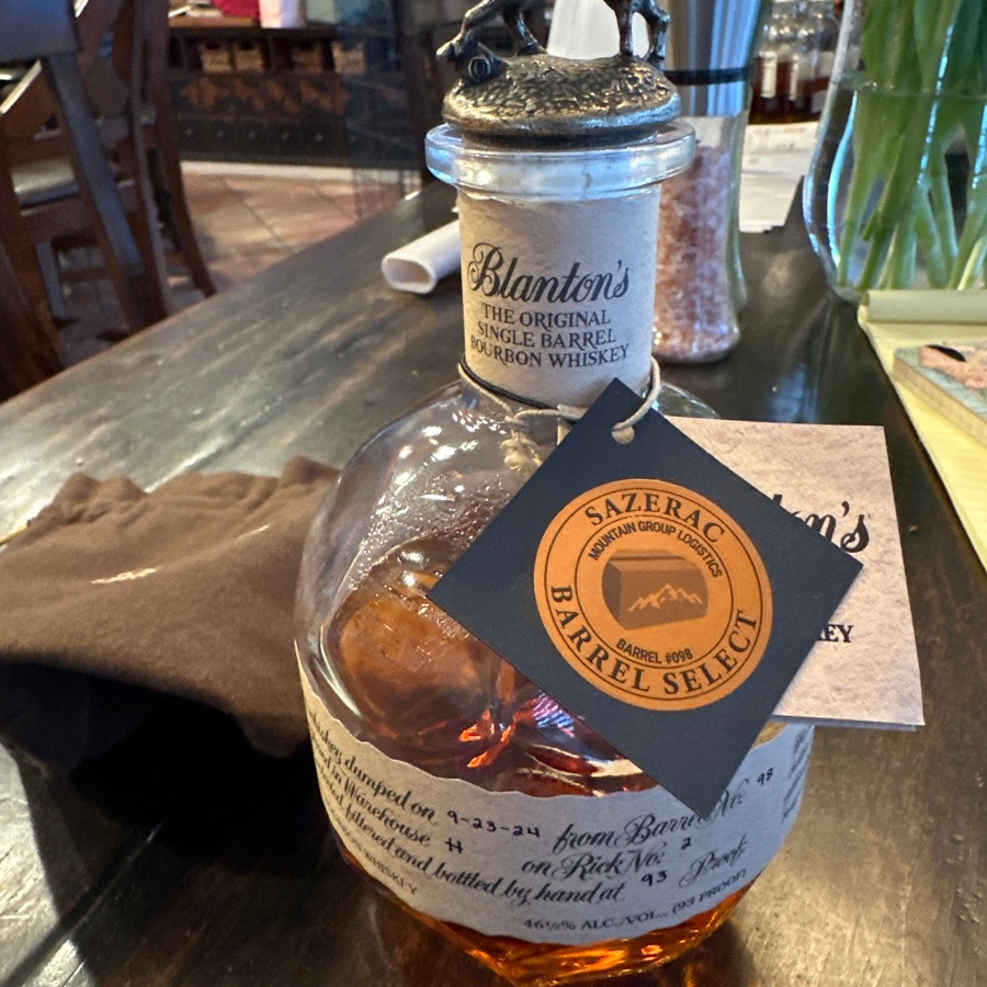 Blanton's Original Single Barrel Sazerac Barrel Select (Mountain Group Logistics pick barrel #98) Dump Date 9-23-24 Warehouse H Rick 2