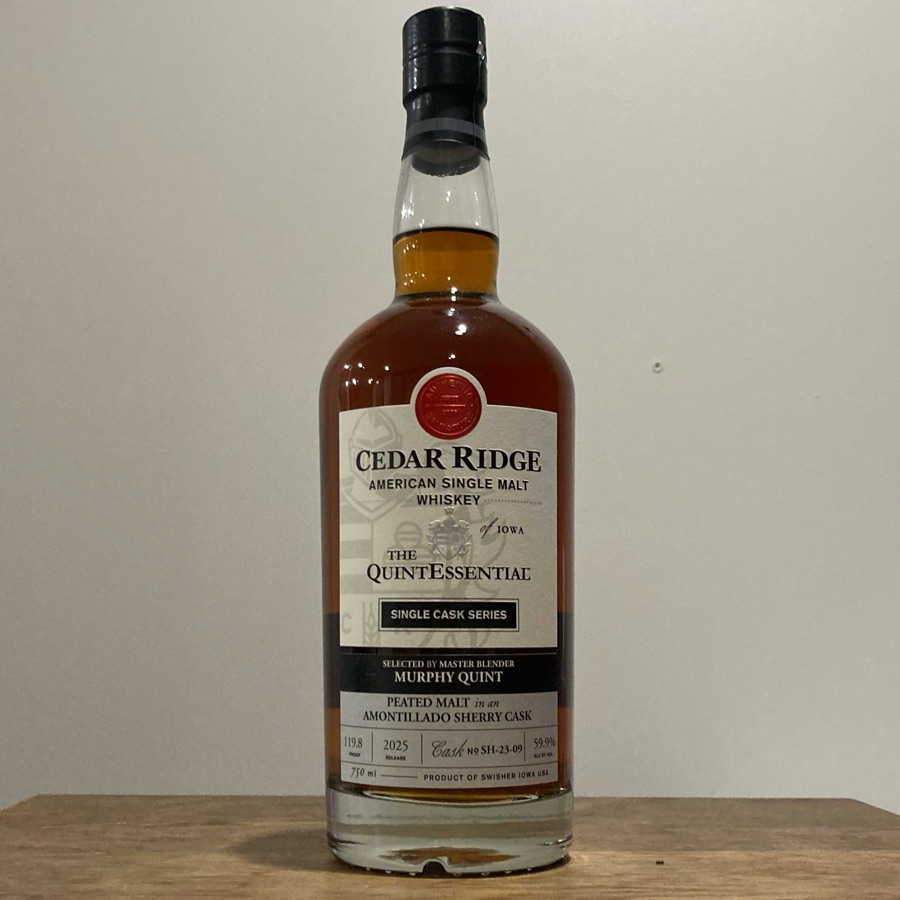 Cedar Ridge The QuintEssential Single Cask Peated Malt in an Amontillado Sherry Cask