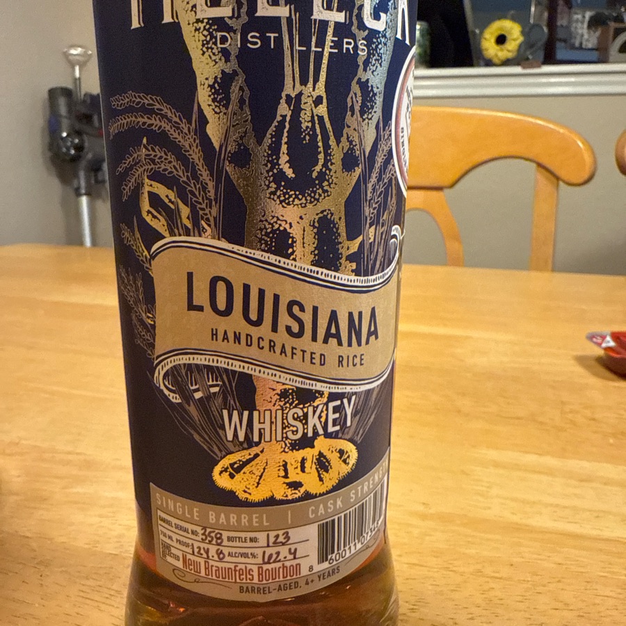 J.T. Meleck Louisiana Handcrafted Rice Whiskey Single Barrel Cask Strength (New Braunfels Bourbon Barrel Serial No. 358)