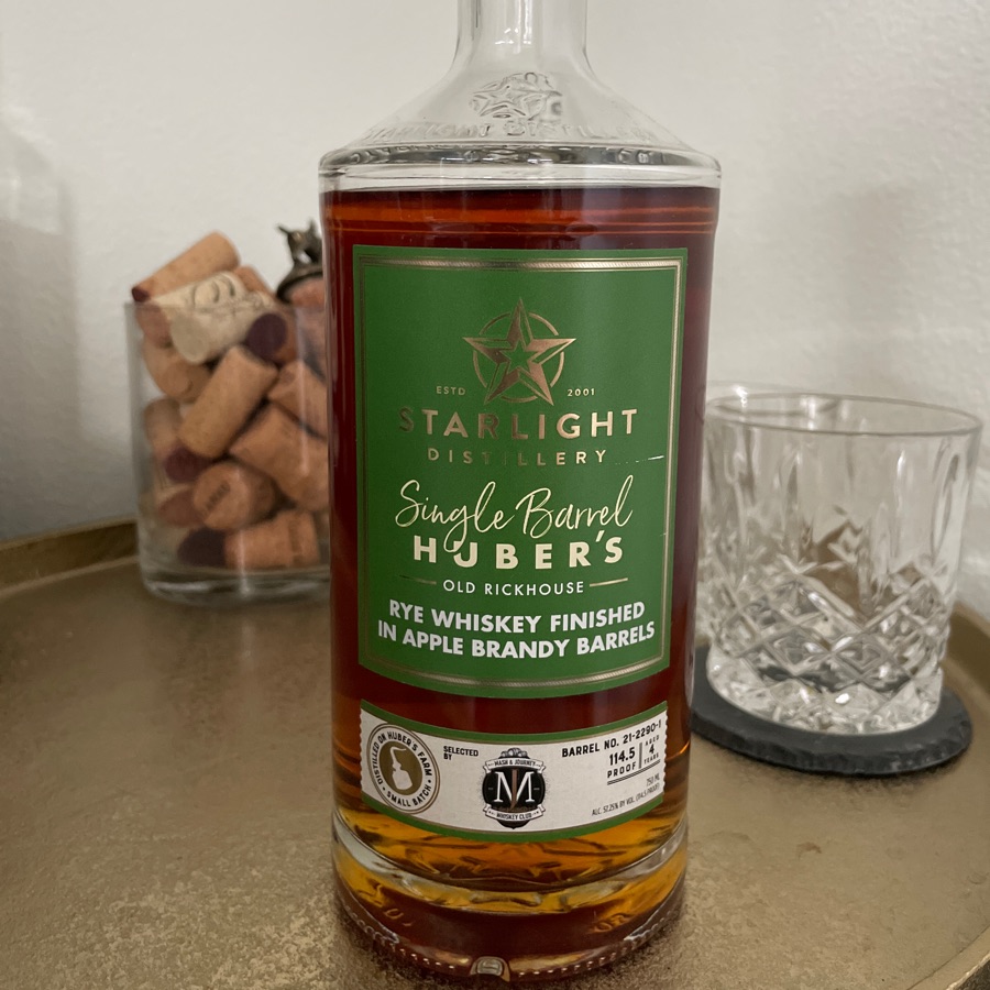 Starlight Single Barrel Huber's (Old Rickhouse) Rye Finished in Apple Brand Barrels