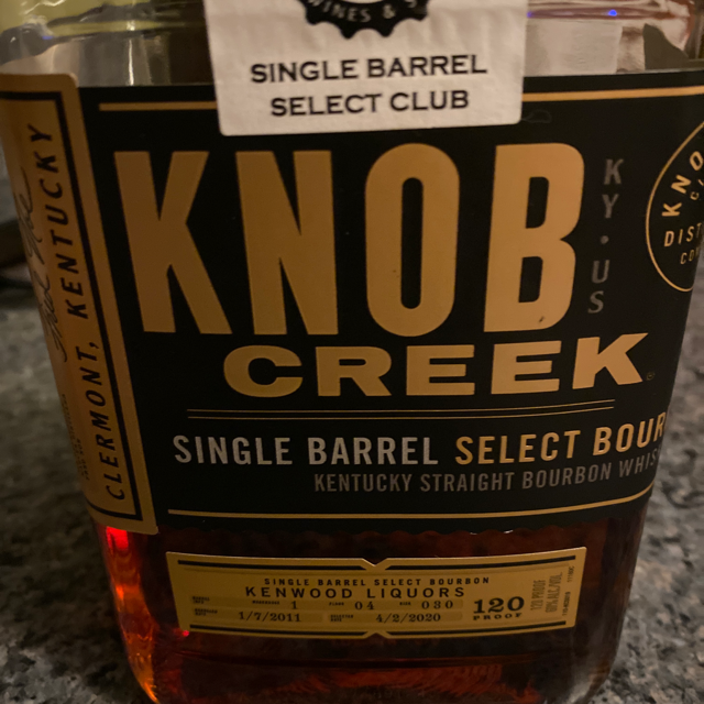 Knob Creek Single Barrel Select (Kenwood Liquors) 1-04-30