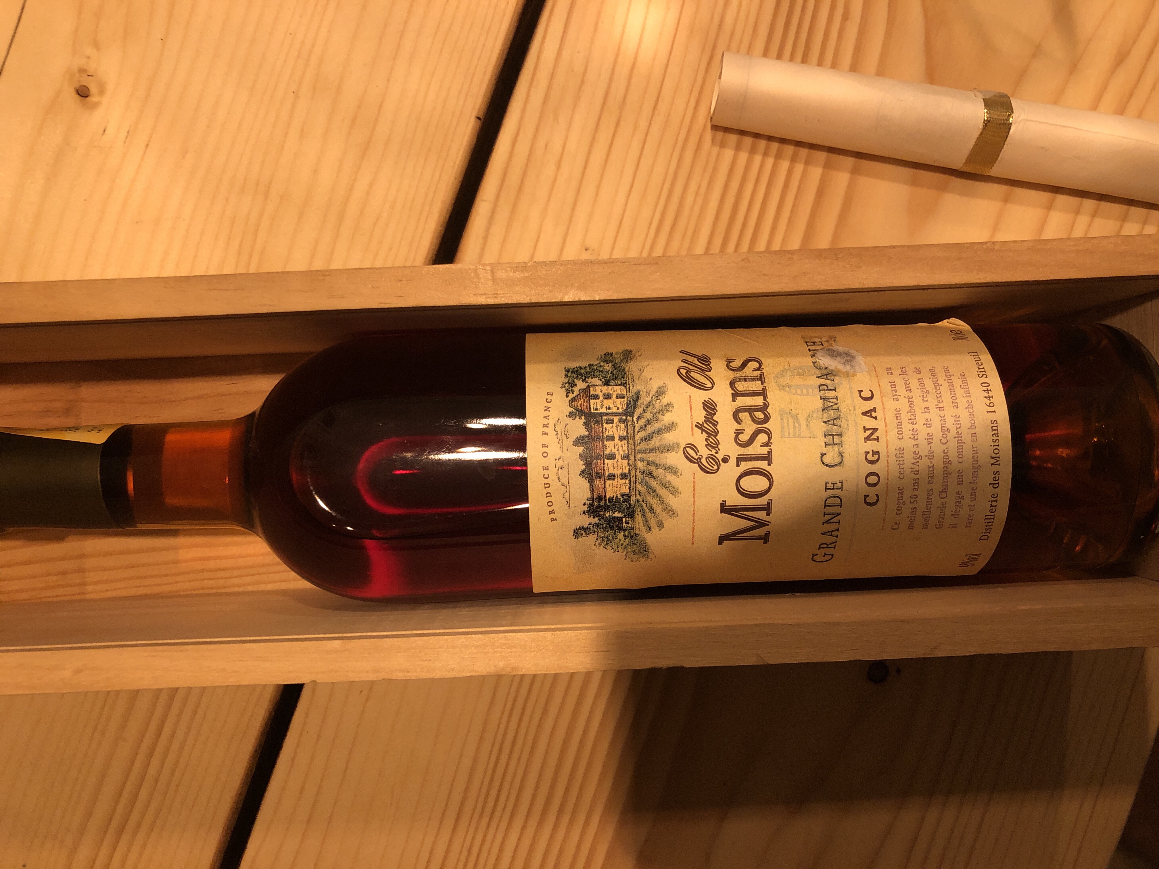 Extra old mouisans grande champagne cognac