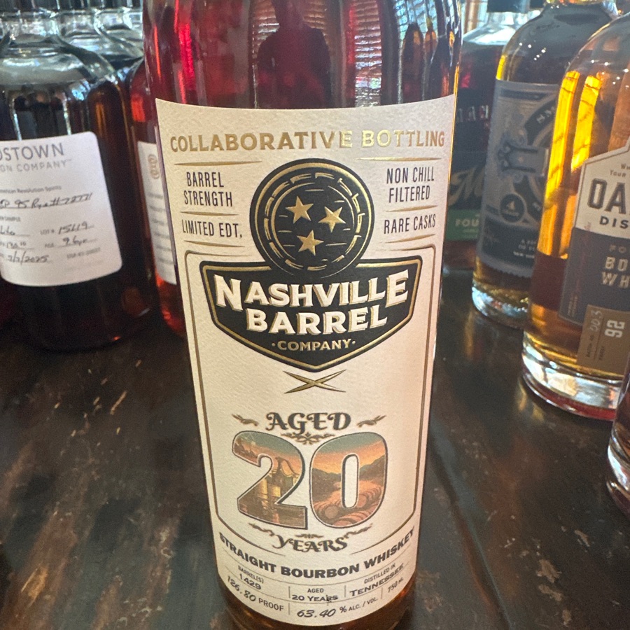 Nashville Barrel Company Collaborative Bottling Straight Bourbon Whiskey Aged 20 Years Barrel 1429