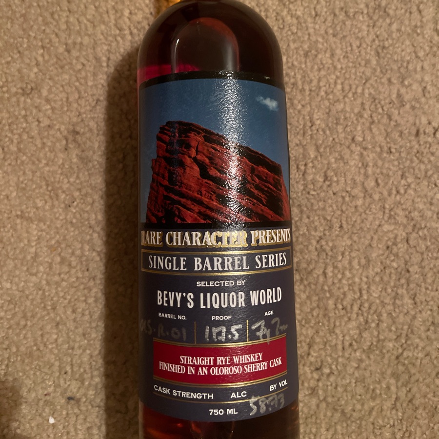 Rare Character Single Barrel Series Cask Strength Straight Rye Whiskey finished in Oloroso Sherry Cask